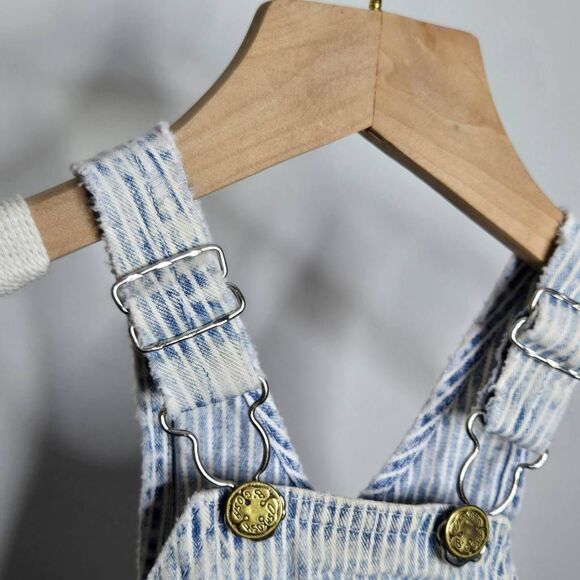 Vintage OshKosh Overalls Size 18 Months Stripes Vestbak Denim - Picture 4 of 8